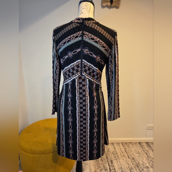 Free People Elegant Black Patterned Dress, Size M. - Picture 2 of 12